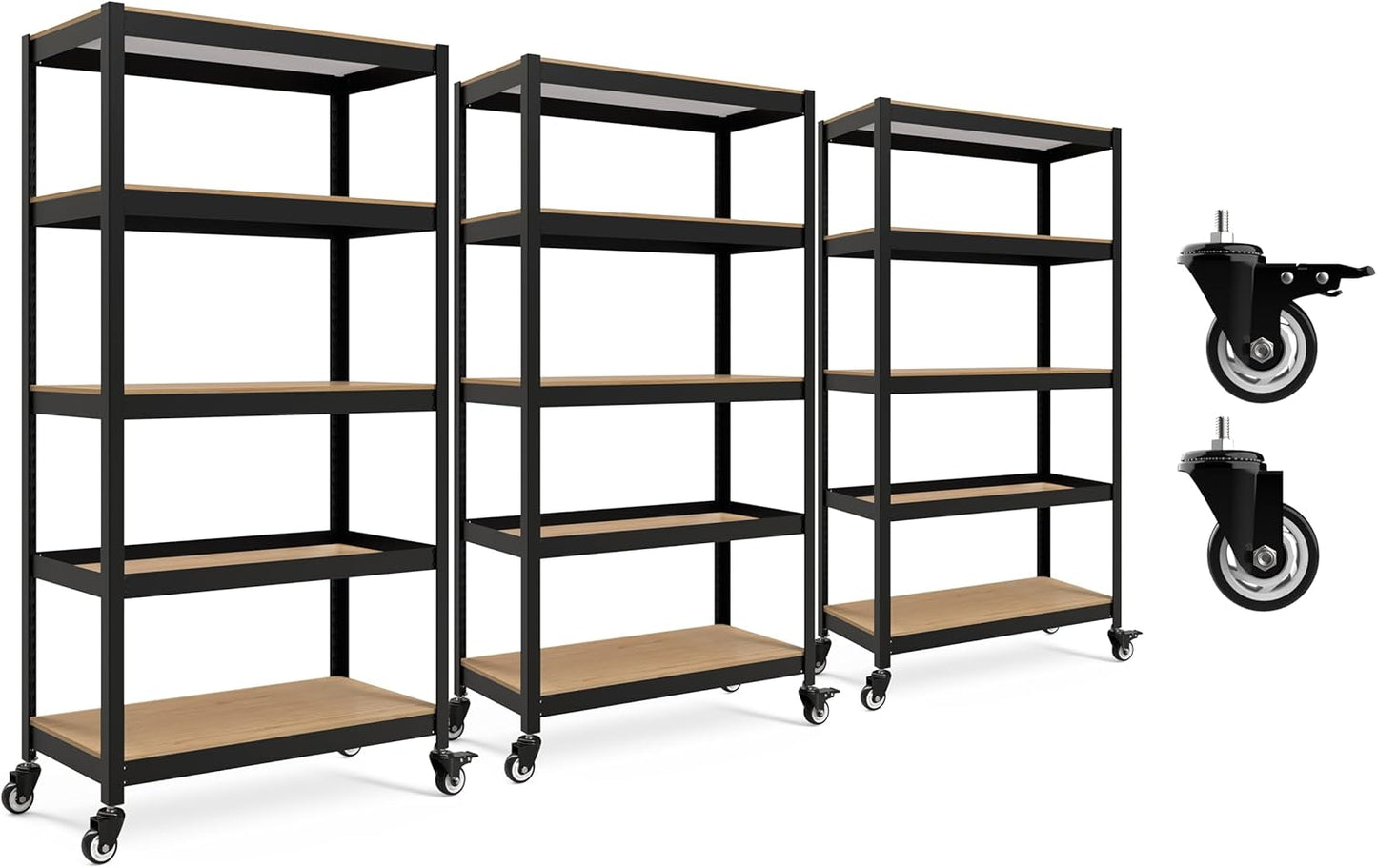 5-Tier Metal Rolling Cart with Heavy Duty Wheels for Storage