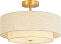 16in Semi Flush Mount Ceiling Light - Gold Dual Drum