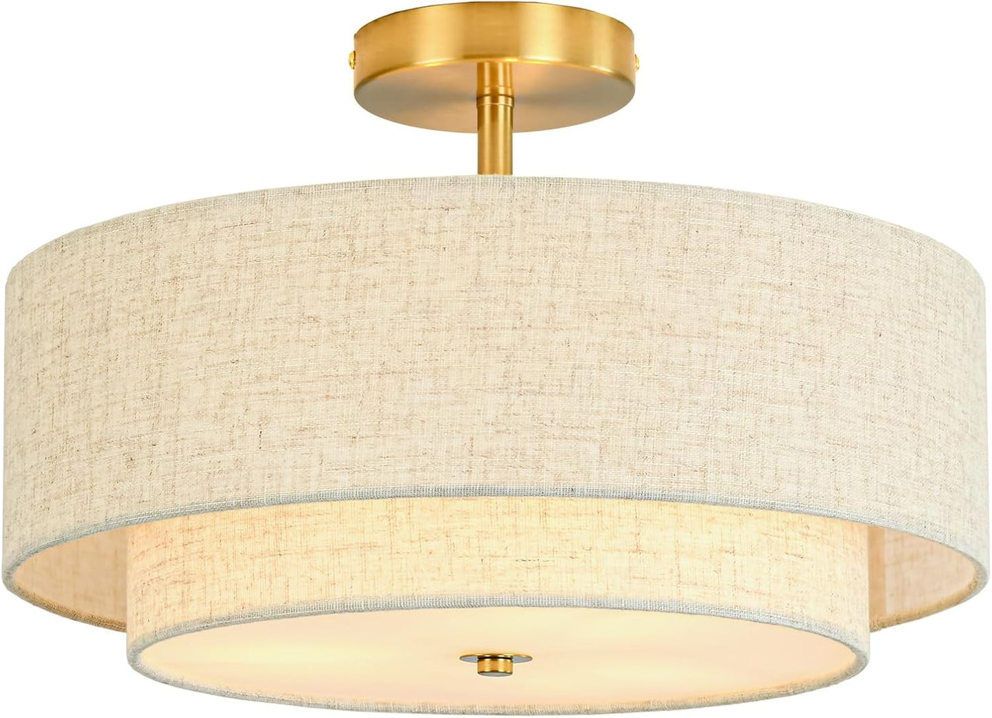 16in Semi Flush Mount Ceiling Light with Elegant Dual Drum Design