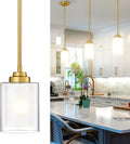 TENGXIN Modern Pendant Light Brushed Gold - Adjustable Dual Glass