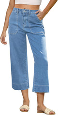 Capri Jeans for Women High Waisted Wide Leg Cropped - Comfortable Fit