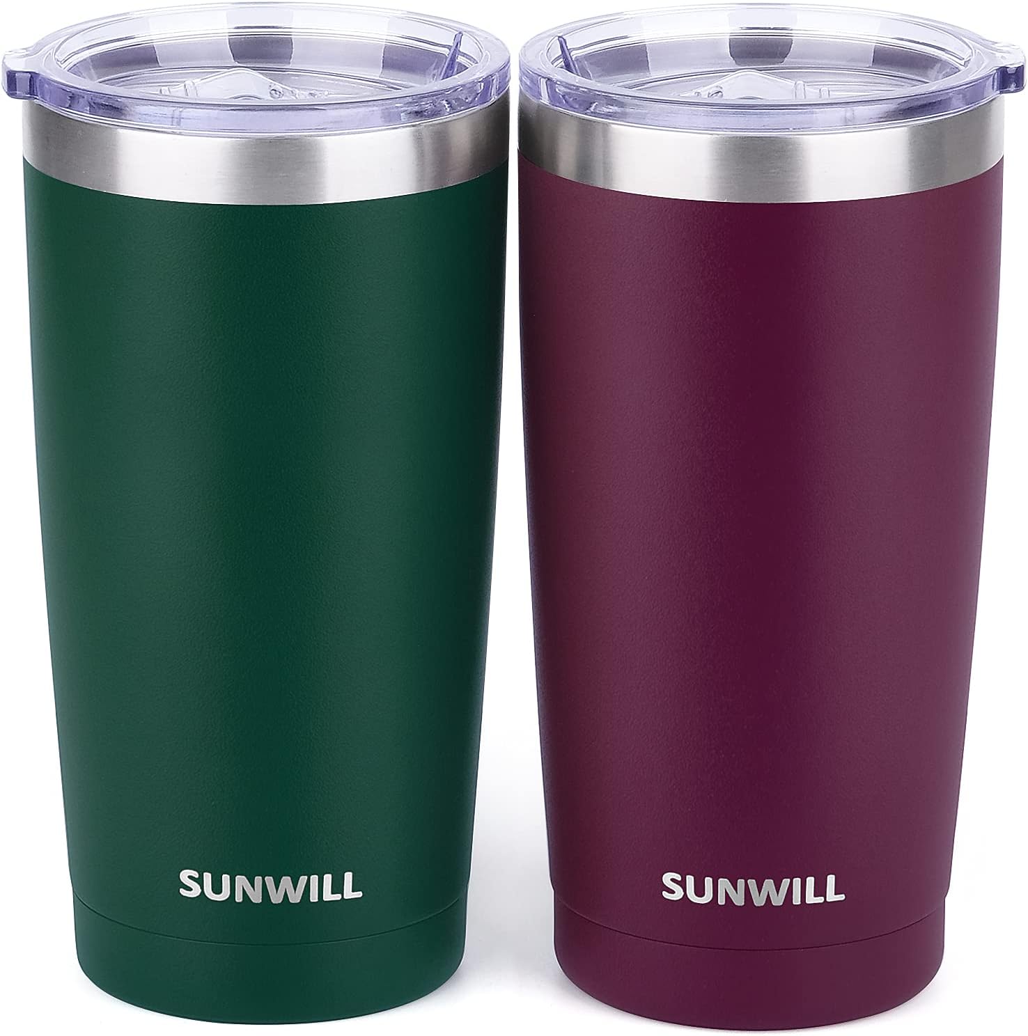SUNWILL 20oz Insulated Travel Tumbler Set - Forest Green & Plum