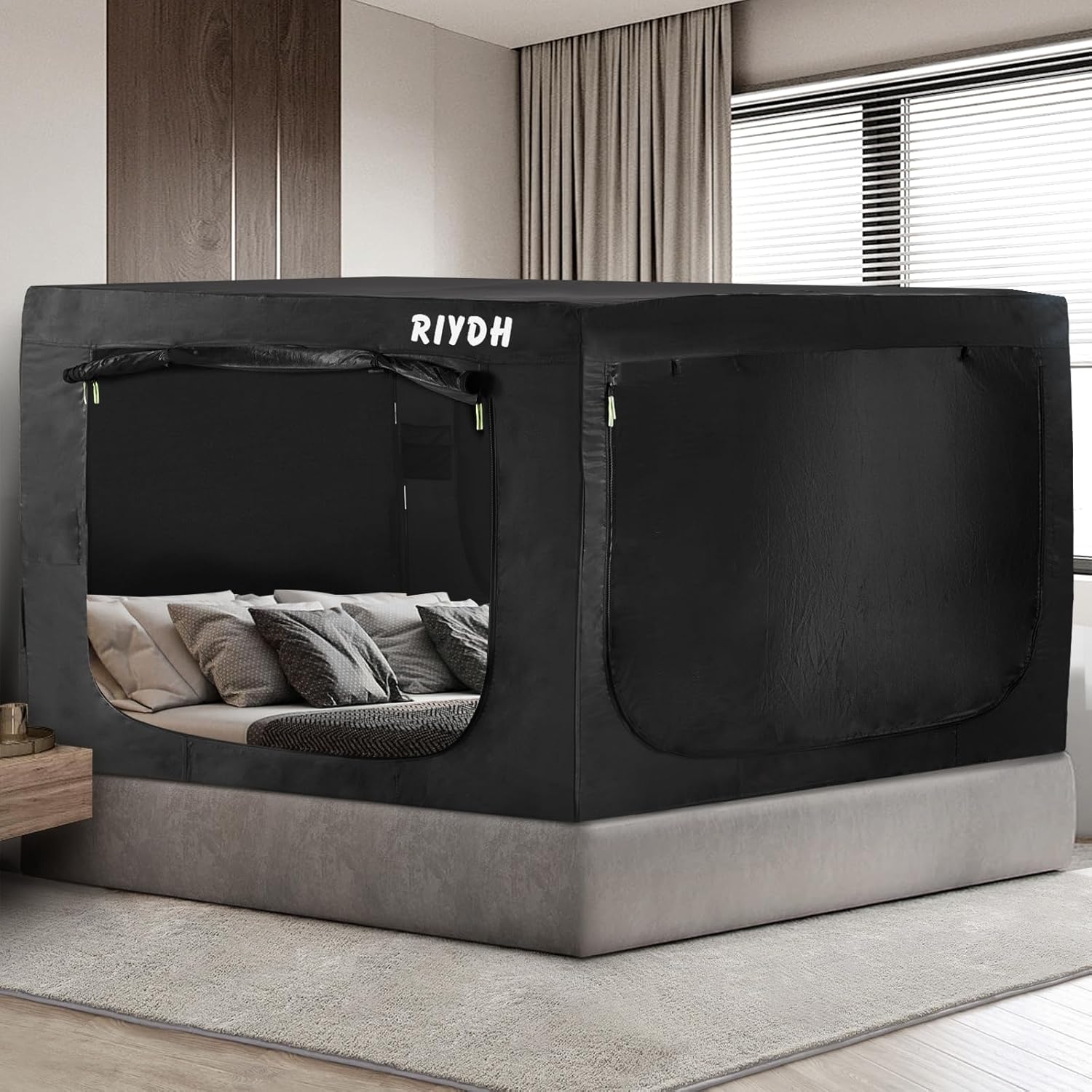Portable Blackout Bed Tent - 3 Doors for Privacy