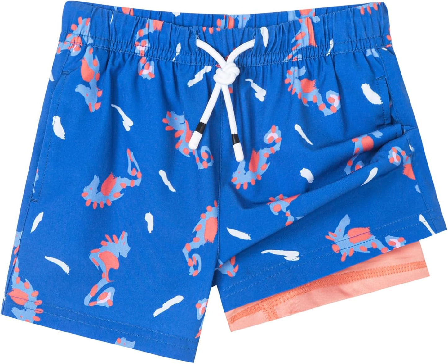 SURF CUZ Boys Swim Trunks with Boxer Brief Liner for Kids