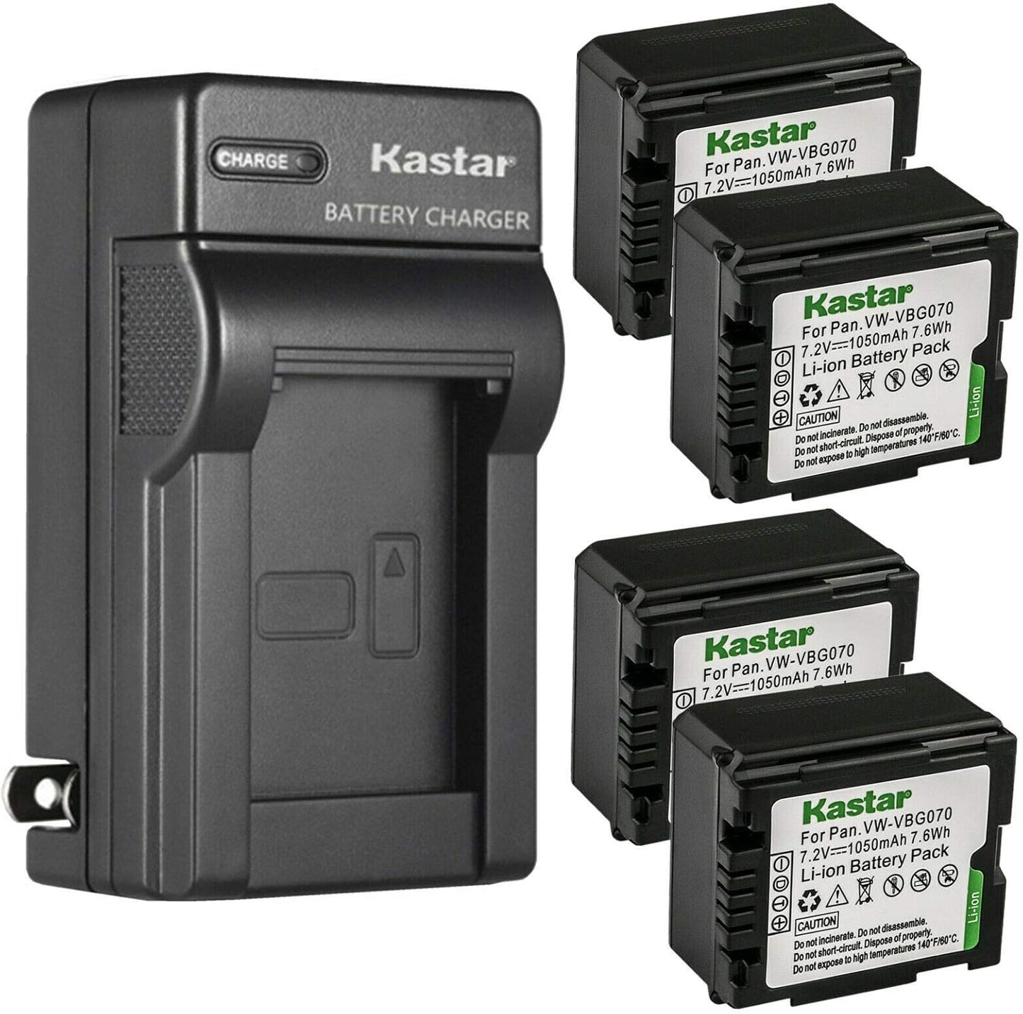 Kastar 4-Pack Battery and AC Wall Charger for Panasonic Cameras