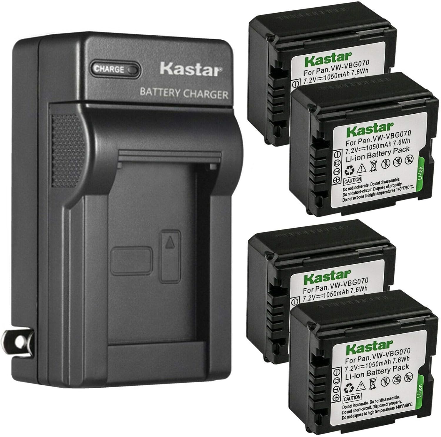 Kastar 4-Pack Battery and AC Wall Charger for Panasonic Cameras
