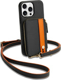iPhone 14 Pro Max Wallet Case with Card Holder and Crossbody Strap