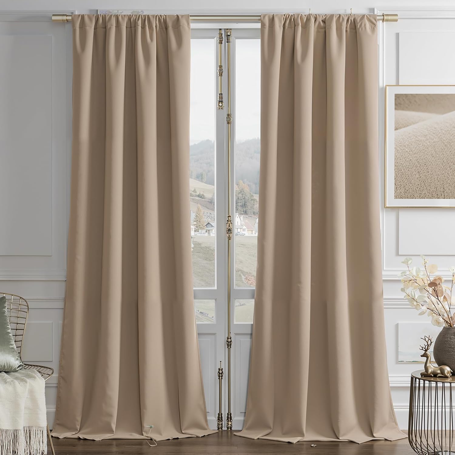 Joydeco Toffee Brown Velvet Curtains for Luxurious Home Decor