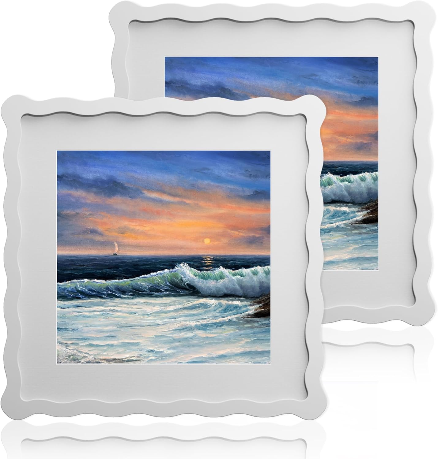 10x10 Wavy Picture Frame with Mat for 8x8 Photos - 2 Pack