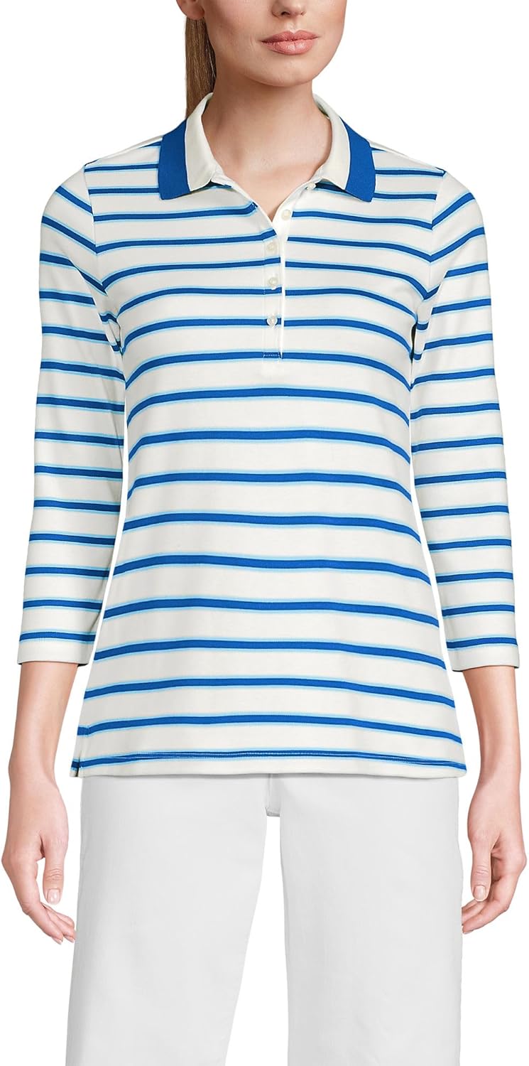 Lands' End Women's 3/4 Sleeve Supima Cotton Polo Shirt Review