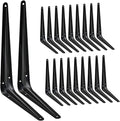 20 Pack Shelf Brackets 12 in Heavy Duty Black Iron Metal - Rustic