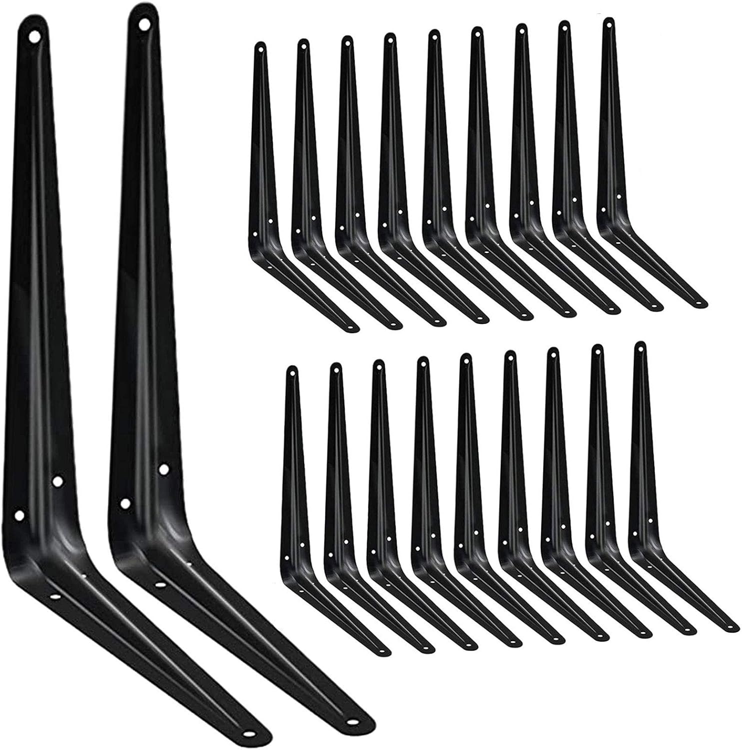 20 Pack Heavy Duty Black Iron Shelf Brackets for Rustic Decor