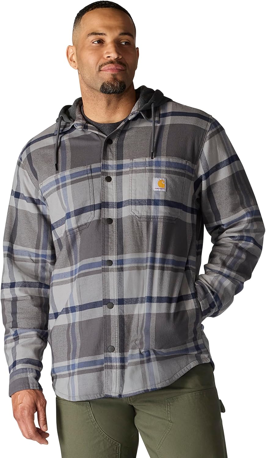 Carhartt Men's Rugged Flex Flannel Fleece Lined Hooded Shirt Jac