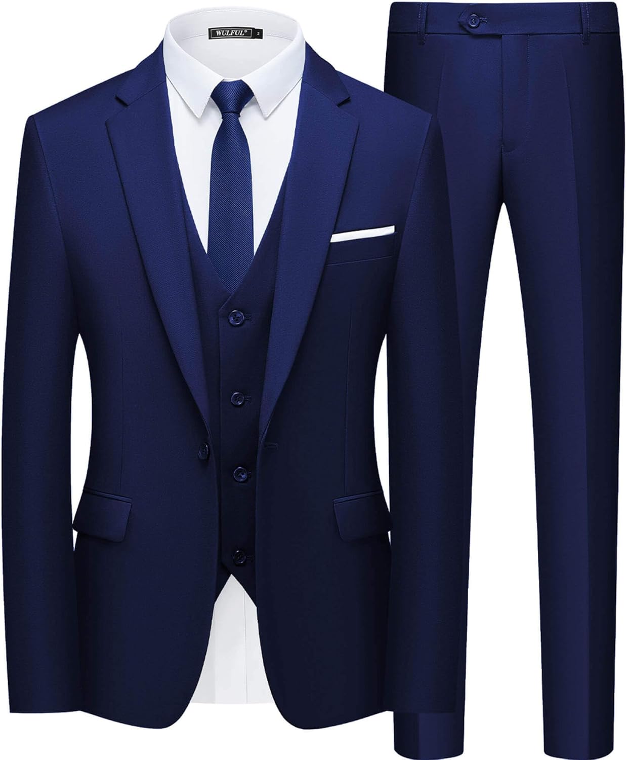 WULFUL Mens Slim Fit Suit for Weddings and Business Events