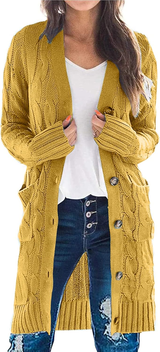 PRETTYGARDEN Long Sleeve Cable Knit Cardigan for Women 2025
