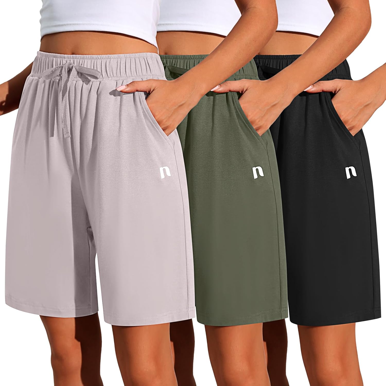 Neer Women's Quick Dry High Waisted Bermuda Athletic Shorts