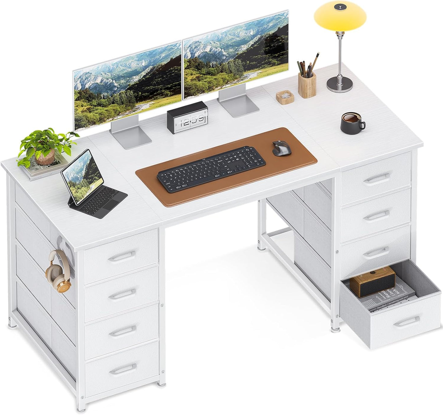 White Desk with 8 Drawers - Perfect Storage Solution