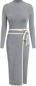 CIDER Sweater Dress for Women with Bow Tie and Turtleneck