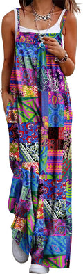 Women's Summer Boho Jumpsuit Wide Leg Overalls (Style 4TH9)