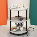 Greige Small Round Side Table with Built-in USB - 3-Tier Oval Accent