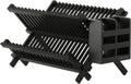 HBlife Dish Rack Black Bamboo Folding 2-Tier - Space-Saving Drainer