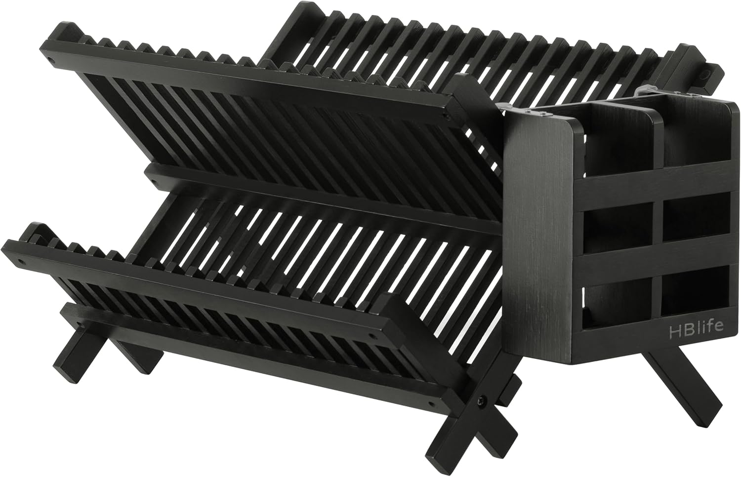 HBlife Collapsible Dish Rack - Stylish Bamboo 2-Tier Design