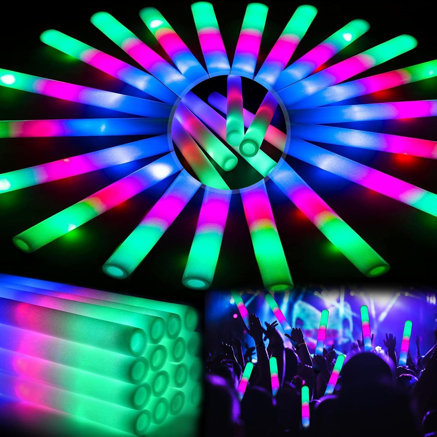 HONLYNE 44 PCS Foam Glow Sticks for Parties and Events
