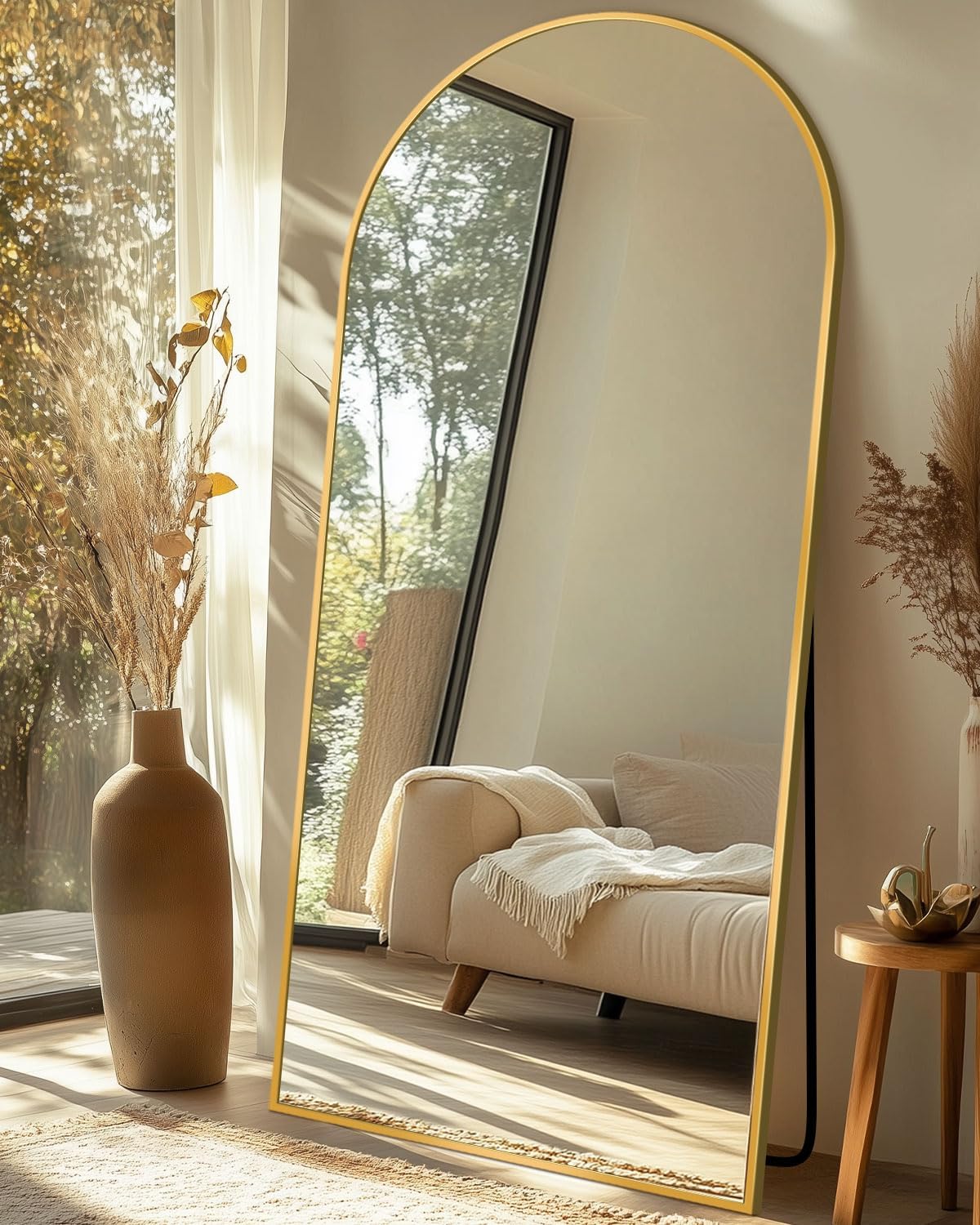 Full Length Mirror with Stand, 71x28 Arched Aluminum Frame