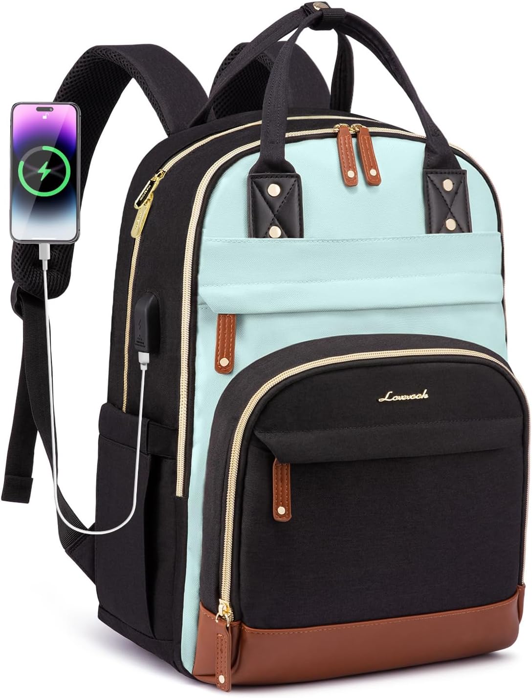 LOVEVOOK Women's Laptop Backpack with Large Capacity and USB Port