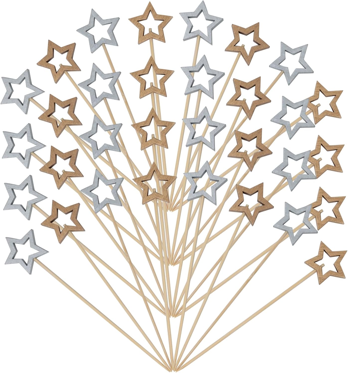 Star Bamboo Cocktail Picks - 100PCS - Xmas & Bday Party Decor