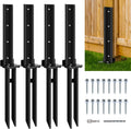 Fence Post Repair Kit Heavy Duty Steel Ground Spike Anchor - 4 Pack