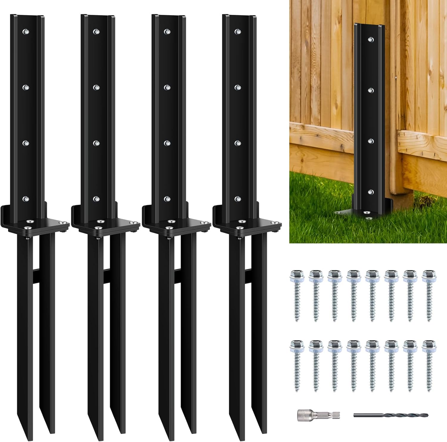Heavy Duty Steel Fence Post Repair Kit for Wooden Posts