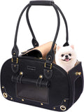 PetsHome Dog Carrier Purse - Foldable PU Leather Pet Travel Bag