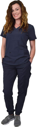 Women's Green Town 2-Piece Scrub Set - V-Neck Top & Jogger Pant