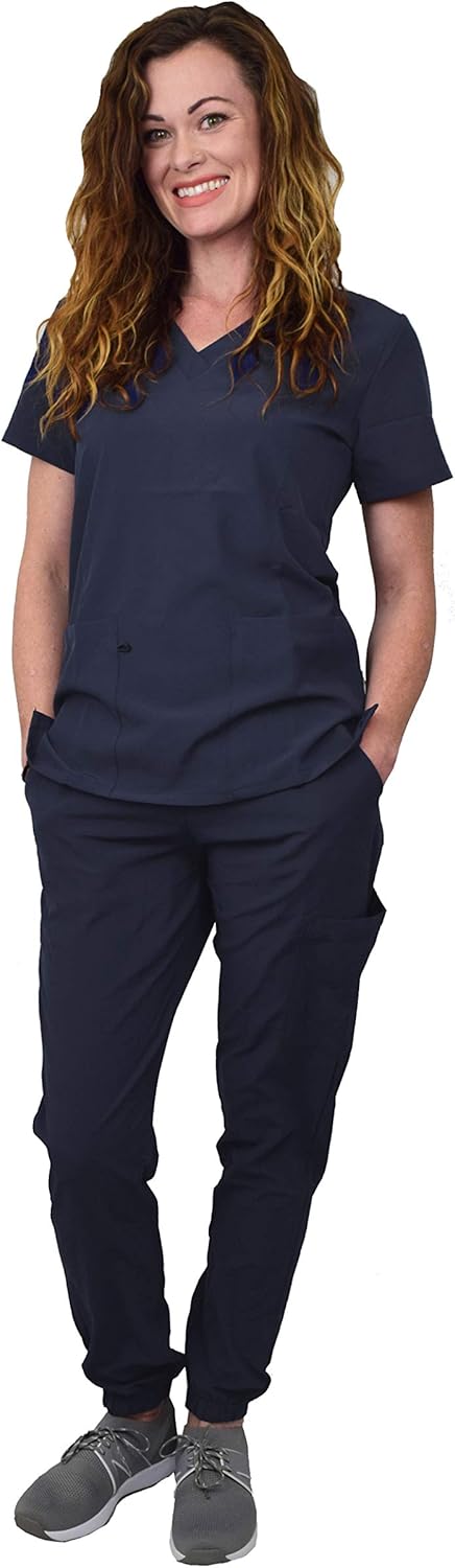 Green Town Scrubs for Women - Stylish Jogger Pant and Top Set