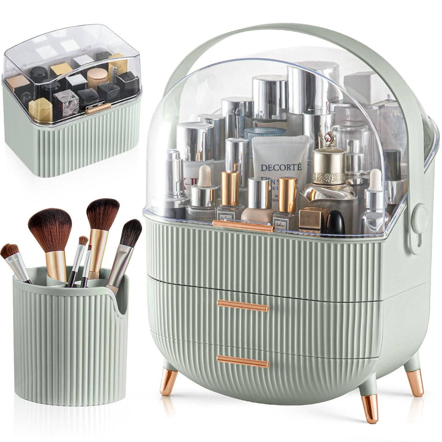 CANITORON Makeup Organizer with 2 Drawers and Brush Storage
