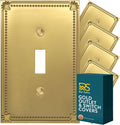 Sunken Pearls Brushed Brass Toggle Switch Plate 5-Pack - Classic Gold