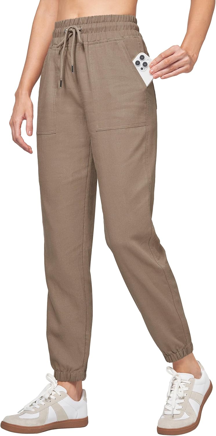 Willit Women Linen Pants Joggers Lightweight Casual Travel Wear