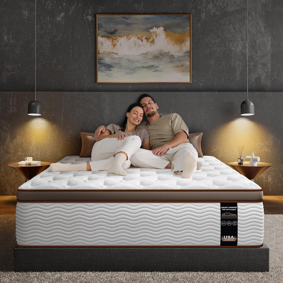 BedStory Firm King Mattress - 14 Inch Hybrid for Couples