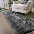 Dark Grey Runner Rug 2x6 Faux Sheepskin - Super Soft Bedside