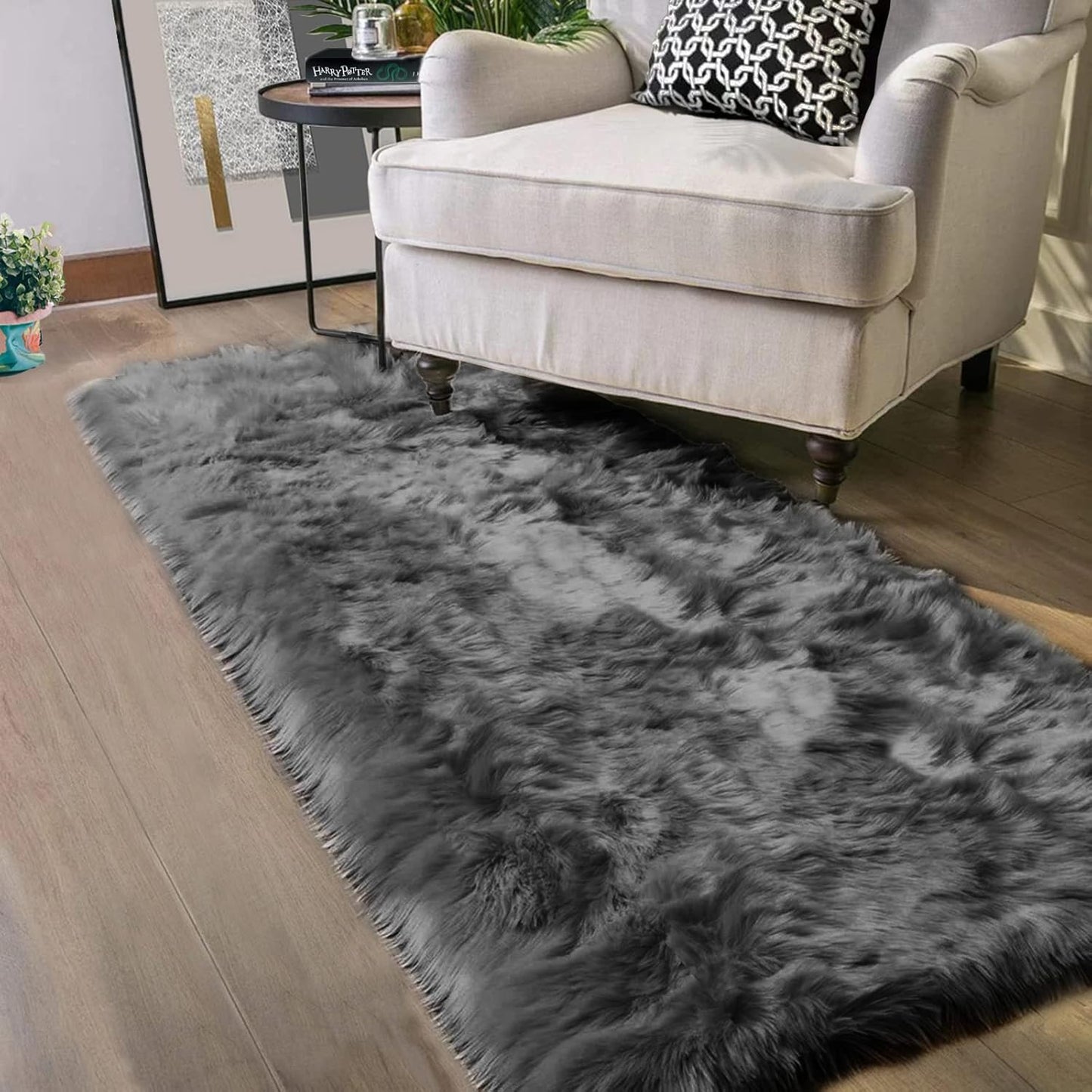 Latepis Dark Grey Runner Rugs 2x6 Super Soft Fluffy Luxury Decor