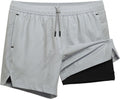 Mens Running Shorts with Compression Liner 5 in - Quick Dry Gym Shorts