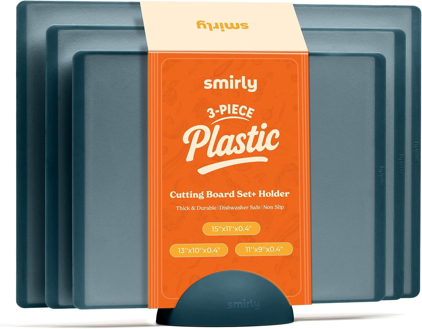 SMIRLY Plastic Cutting Board Set with Holder for Every Kitchen