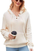 VIMPUNEC 2025 Fall Womens Oversized V Neck Knit Hoodie (Style SD14)