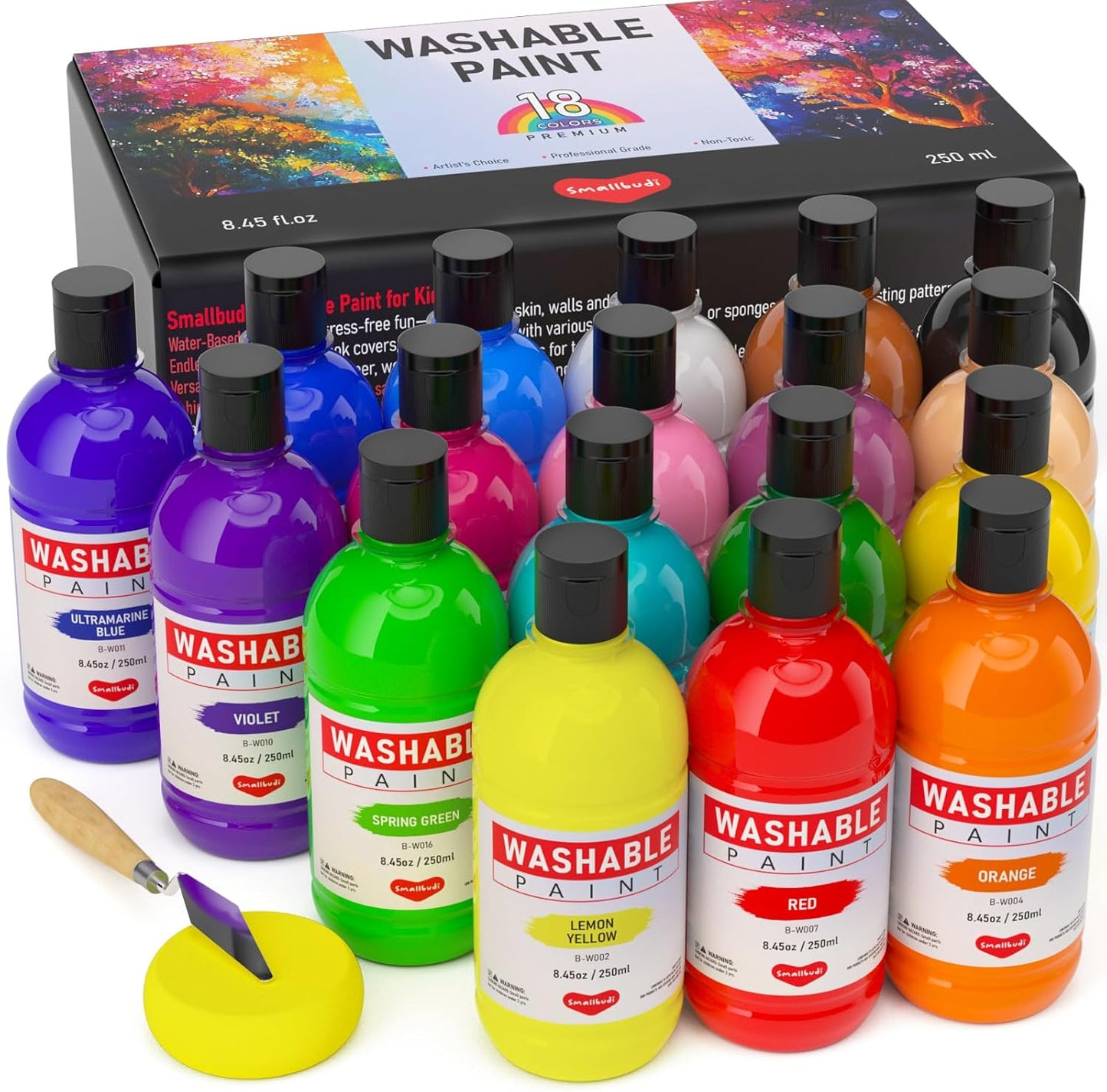18 Colors Large Washable Paint Set for Kids - Non Toxic Art Supplies