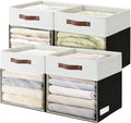 Set of 4 Linen Folding Bins with Transparent Window for Easy Storage