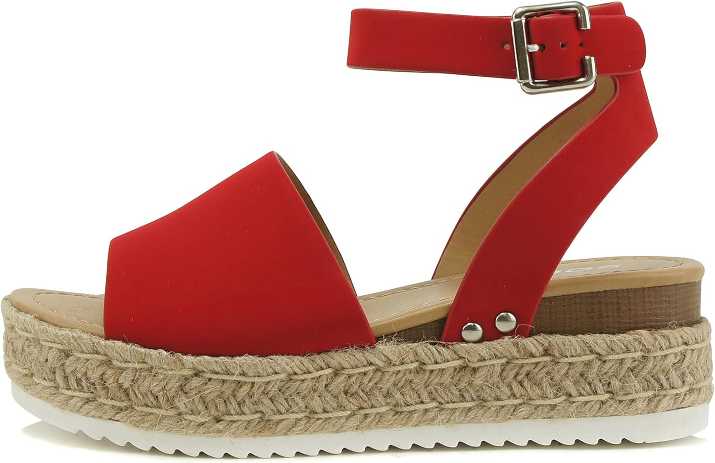 Soda Open Toe Buckle Ankle Strap Espadrilles Flatform Wedge Sandal