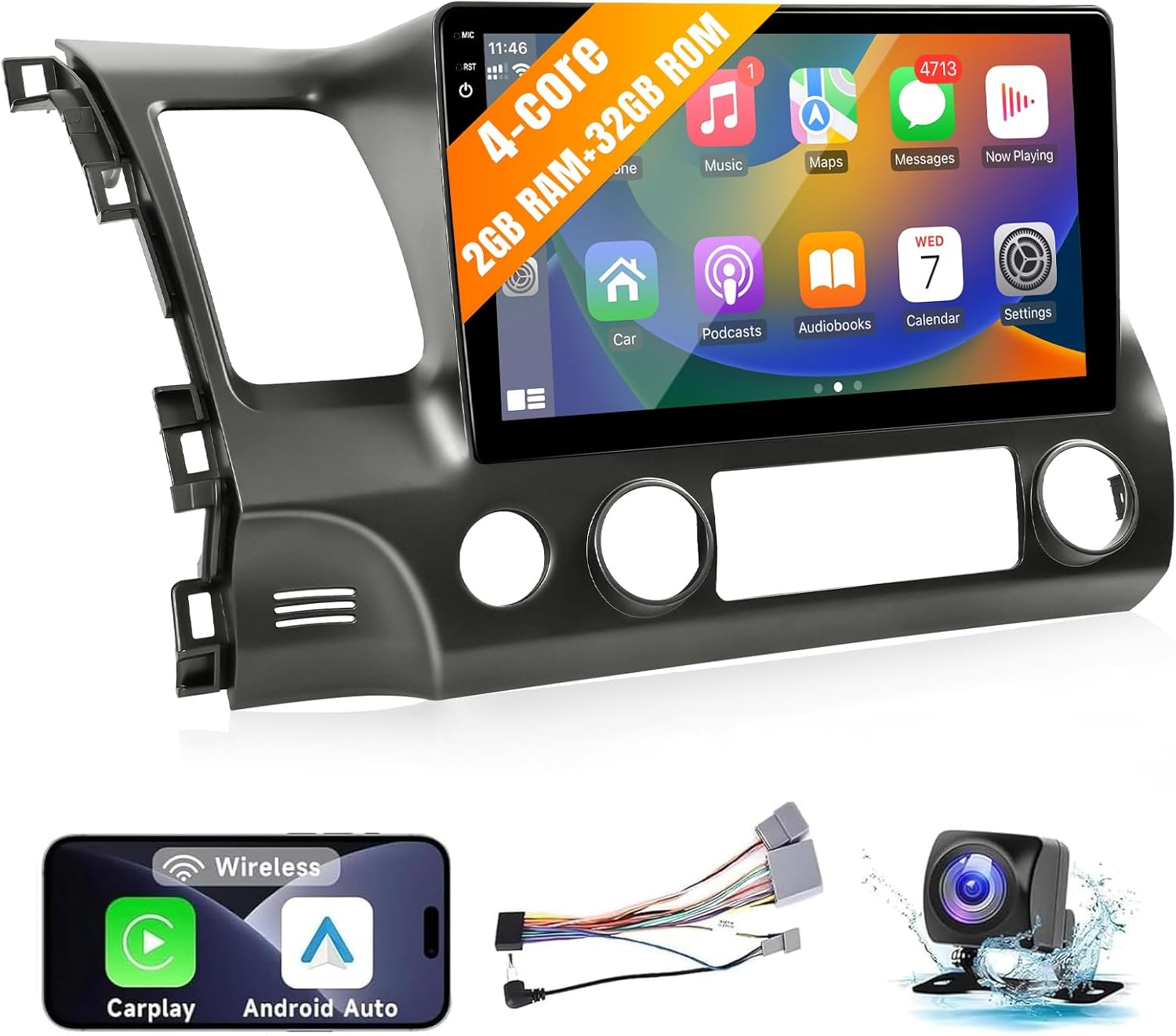Leadfan Car Stereo Radio with Wireless CarPlay for Honda Civic
