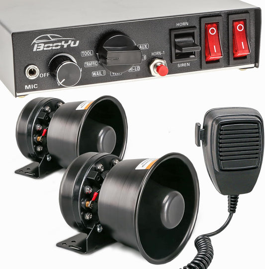 BooYu 9 Tone 12V 400W Emergency Siren PA System for Vehicles