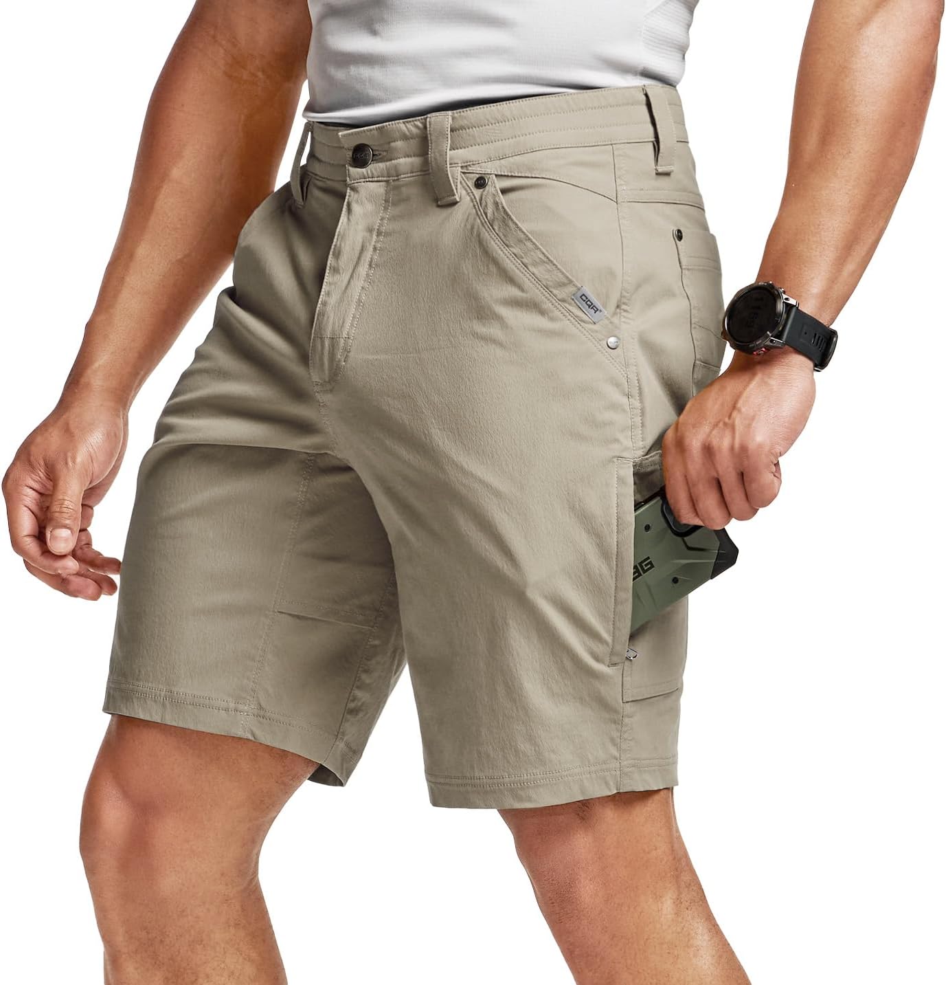 CQR Men's Stretch Utility Shorts for Hiking and Casual Wear
